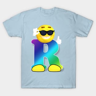 Letter R Alphabet Smiley Monogram Face Emoji Shirt for Men Women Kids T-Shirt